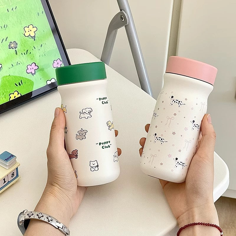 Insulated BPA-Free Water Bottle for Women with Cute Dog Design Leak-Proof Screw Cap
