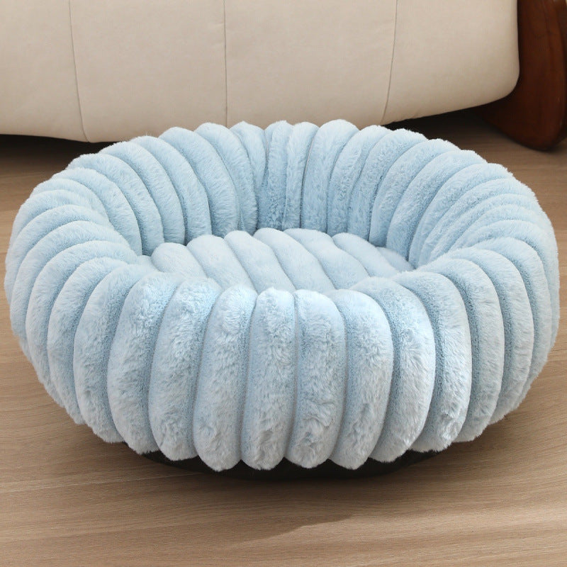 Round Plush Pet Bed with High Edges Ultra-Soft Hypoallergenic for Cats and Small Dogs