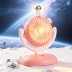 Ladies Desk Fan with Astronaut Design USB Portable Adjustable Tilt Quiet Operation