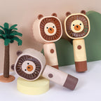 Cute Cartoon Handheld Fan Rechargeable Portable Bear Face Design Lightweight Personal Fan