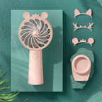 Portable Mini Hand Fan for Women USB Rechargeable with Creative Ear Design