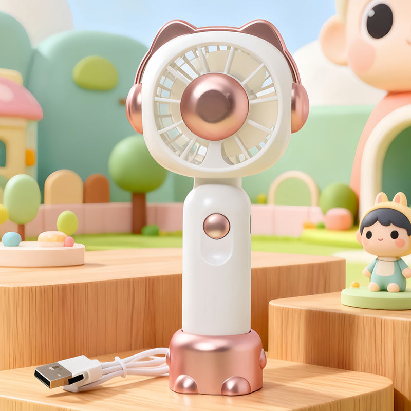 Portable Handheld Fan for Women with LED Lights USB Rechargeable Quiet Operation Ergonomic Design Compact Size