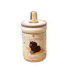 Women's Insulated Plastic Drinking Cup Double-Walled with Secure Flip Lid and Cat Design