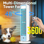 Slim Vertical Personal Air Circulator Fan with Remote Control Adjustable Louvers Quiet DC Motor