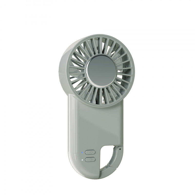 Portable Handheld Cooling Fan with Mirror Rechargeable Battery Adjustable Speeds Compact Lightweight