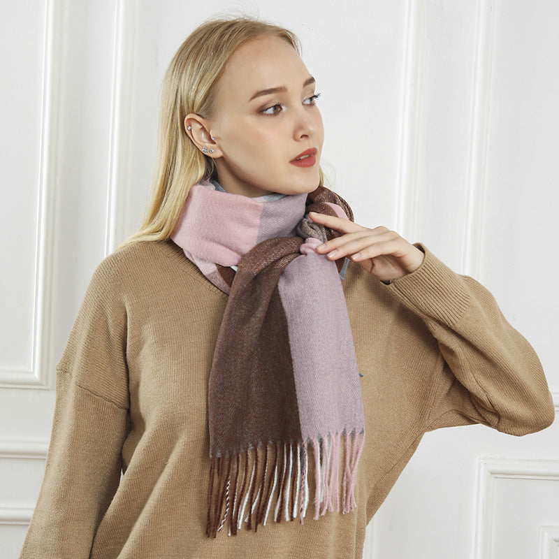 Ladies Patterned Scarf Soft Stylish Design with Fringes for Cold Weather