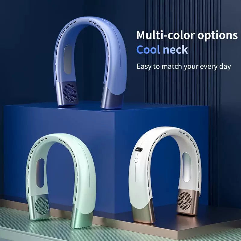 Rechargeable U-Shaped Neck Fan Bladeless Dual Air Outlets Whisper-Quiet Motor Unisex One Size