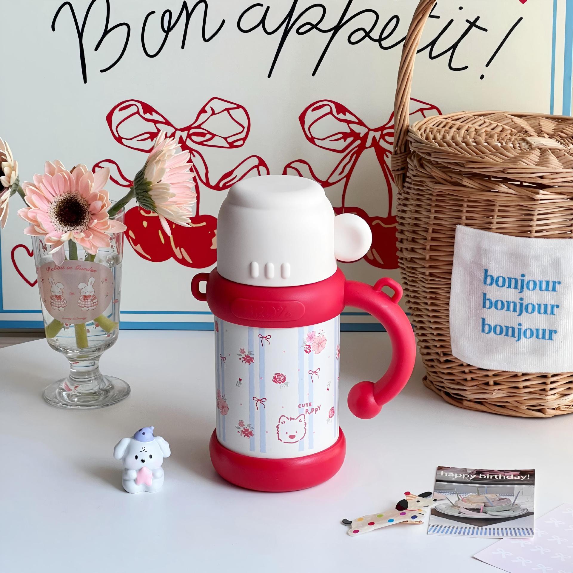 Insulated Floral Pattern Thermos Bottle for Women Leak-Proof Travel Water Flask