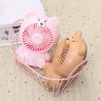 USB Portable Desk Fan Bear Shape Compact Quiet Mini Fan for Travel and Office