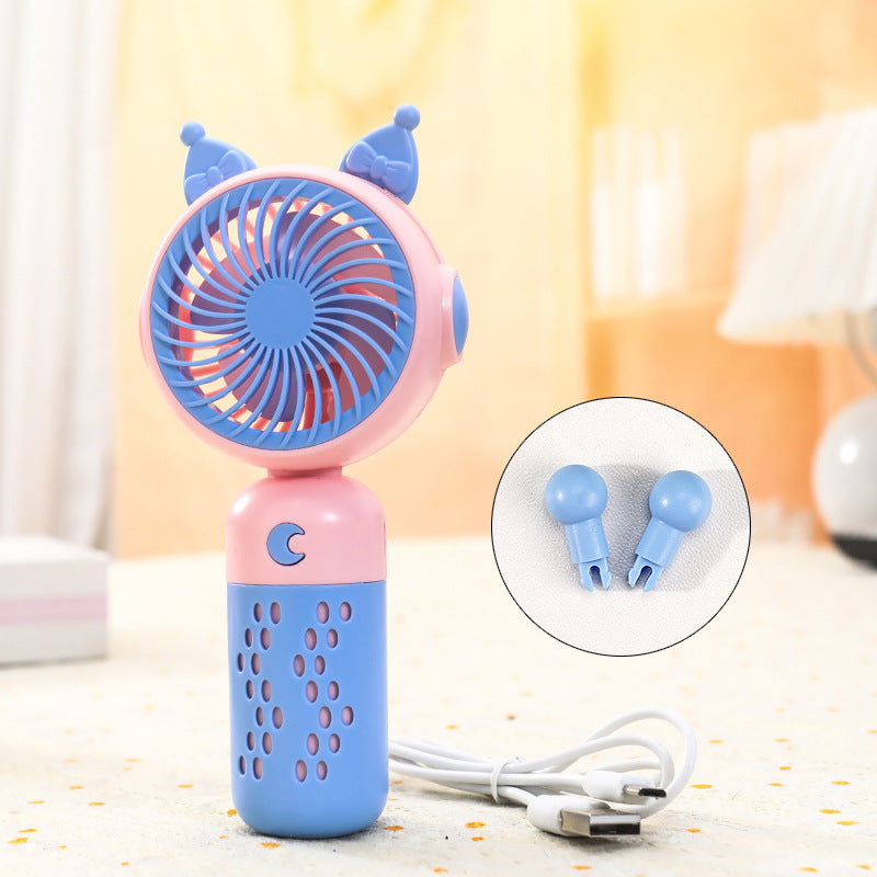 Portable USB Hand Fan Rechargeable Mini Quiet Cat Ear Travel Desk Fan