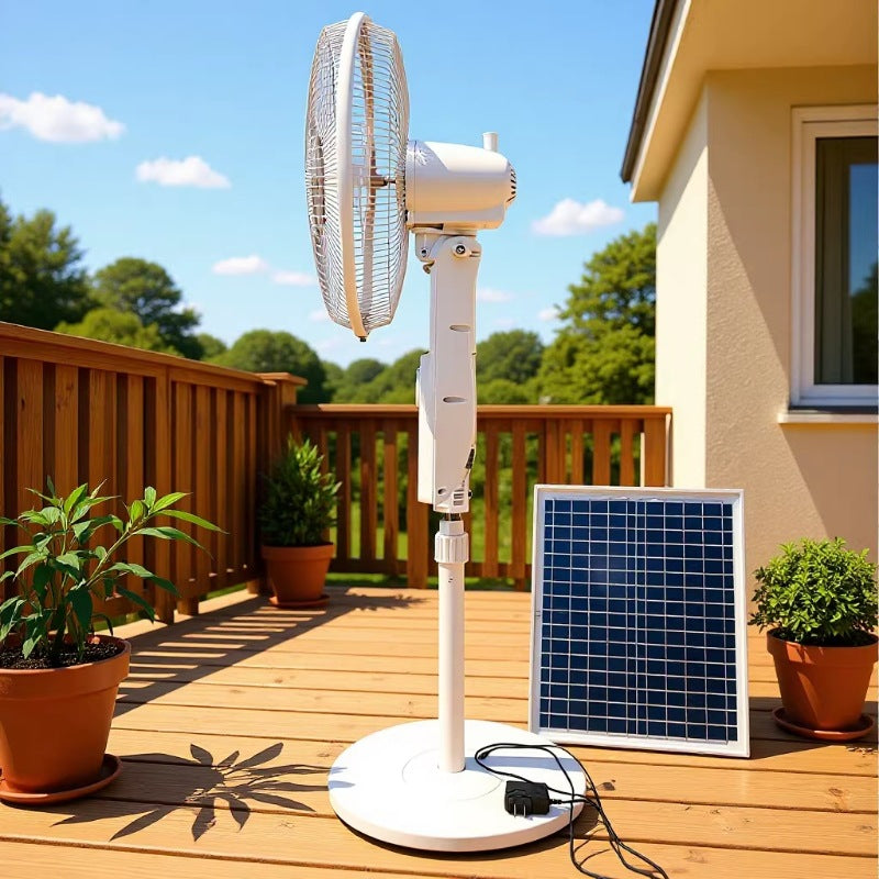 Harrow Solar-Powered Standing Fan with Intelligent Energy Management Adjustable Height
