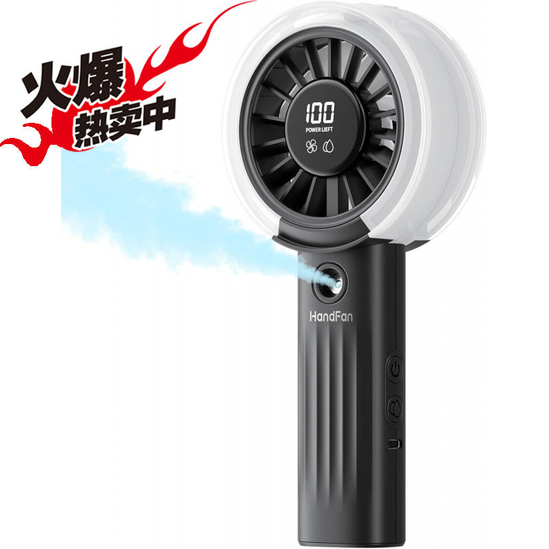 Handheld Fan Portable Cooling Mist Function Multiple Speeds LED Display