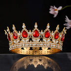 Women’s Crown with Green Gemstones Black Metal Elegant Floral Design