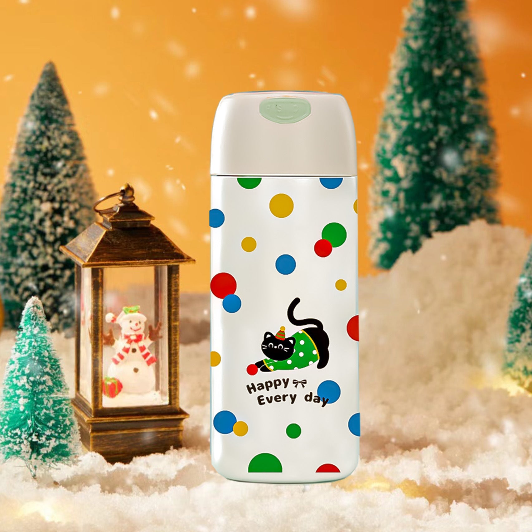Insulated BPA-Free Plastic Thermos Bottle with Leak-Proof Lid and Bear Design for Women and Kids