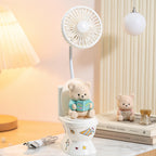 Ladies Portable USB Rechargeable Hand Fan with Cute Plush Bear Design Quiet Operation