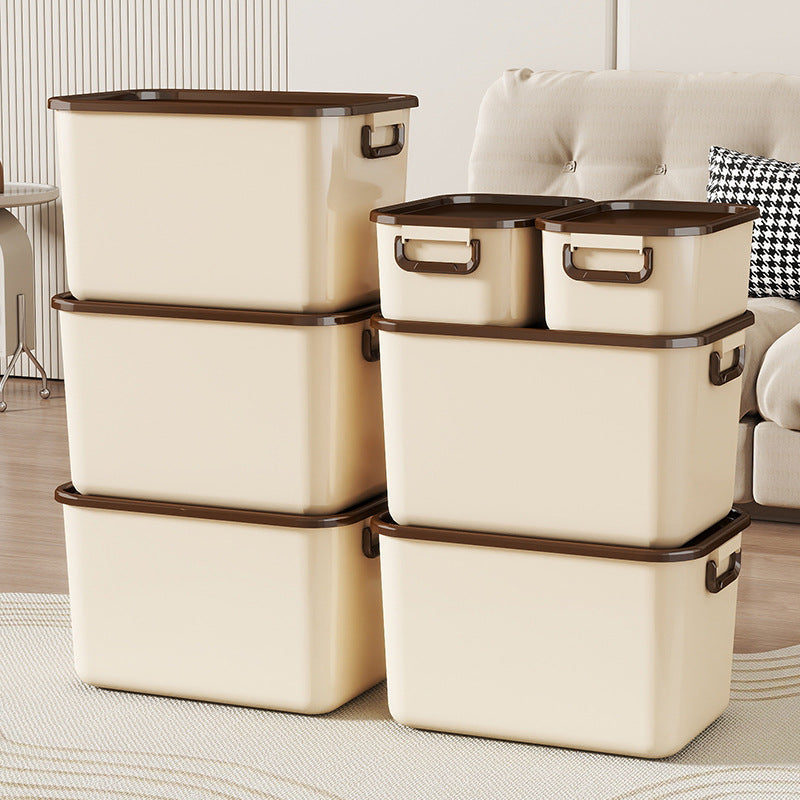 Stylish Plastic Storage Box with Lid and Handles 38x27x23 cm for Home Organization