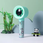 Portable Handheld Fan with Integrated Moisture Container Rechargeable Panda Design
