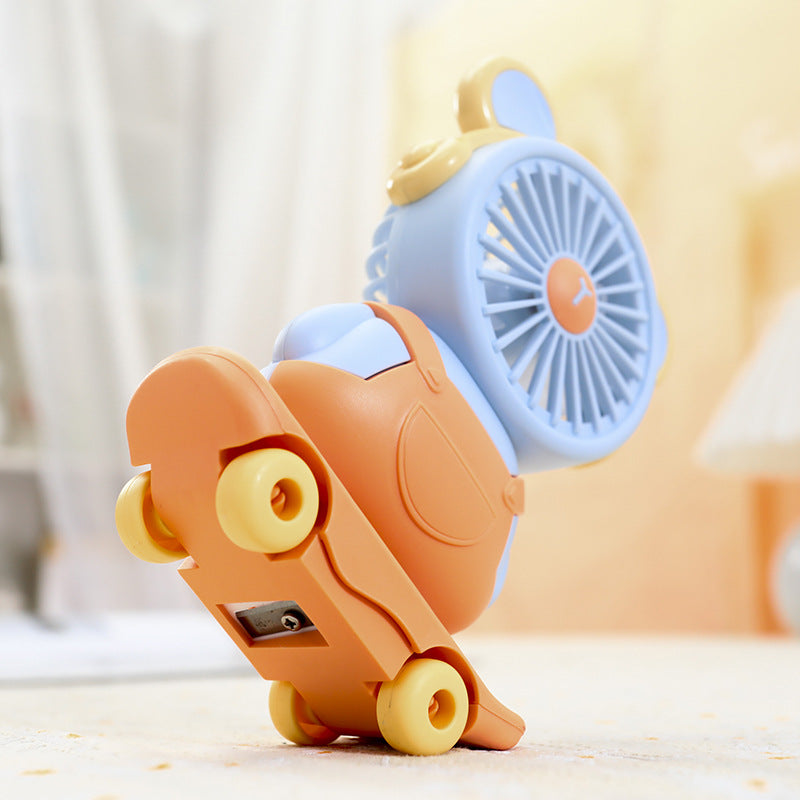 USB Desk Fan Cute Cat Design Portable Quiet Operation Adjustable Tilt for Women