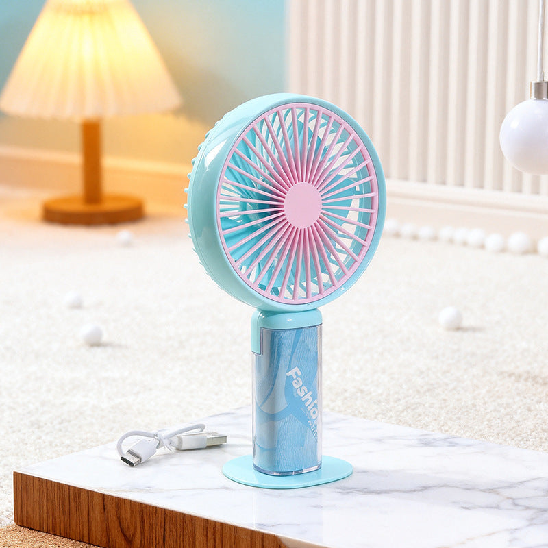Portable Women’s Hand Fan With Flexible Tilt USB Rechargeable Heart Design
