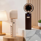 Portable USB Rechargeable Personal Fan with Display and Carrying Strap Compact Cooling