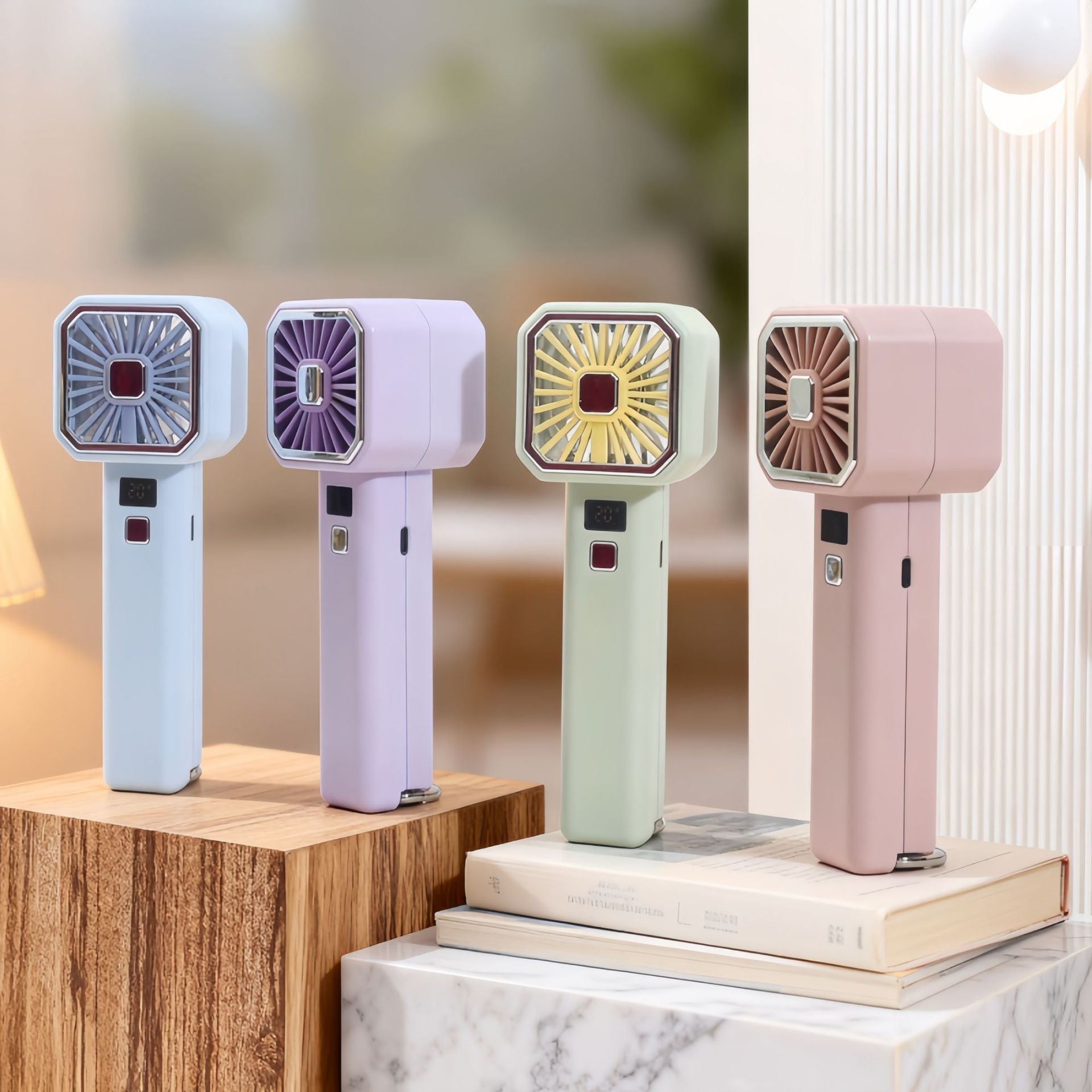 Portable USB Desk Fan with Digital Temperature Display Compact Foldable Grille