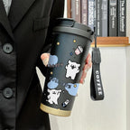 Insulated Ladies Coffee Mug BPA-Free Plastic Stainless Steel Bottom Hello Kitty Design