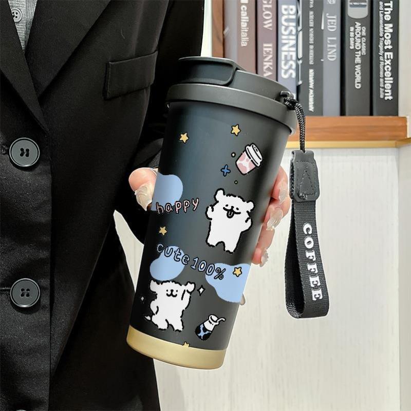 Insulated Ladies Coffee Mug BPA-Free Plastic Stainless Steel Bottom Hello Kitty Design