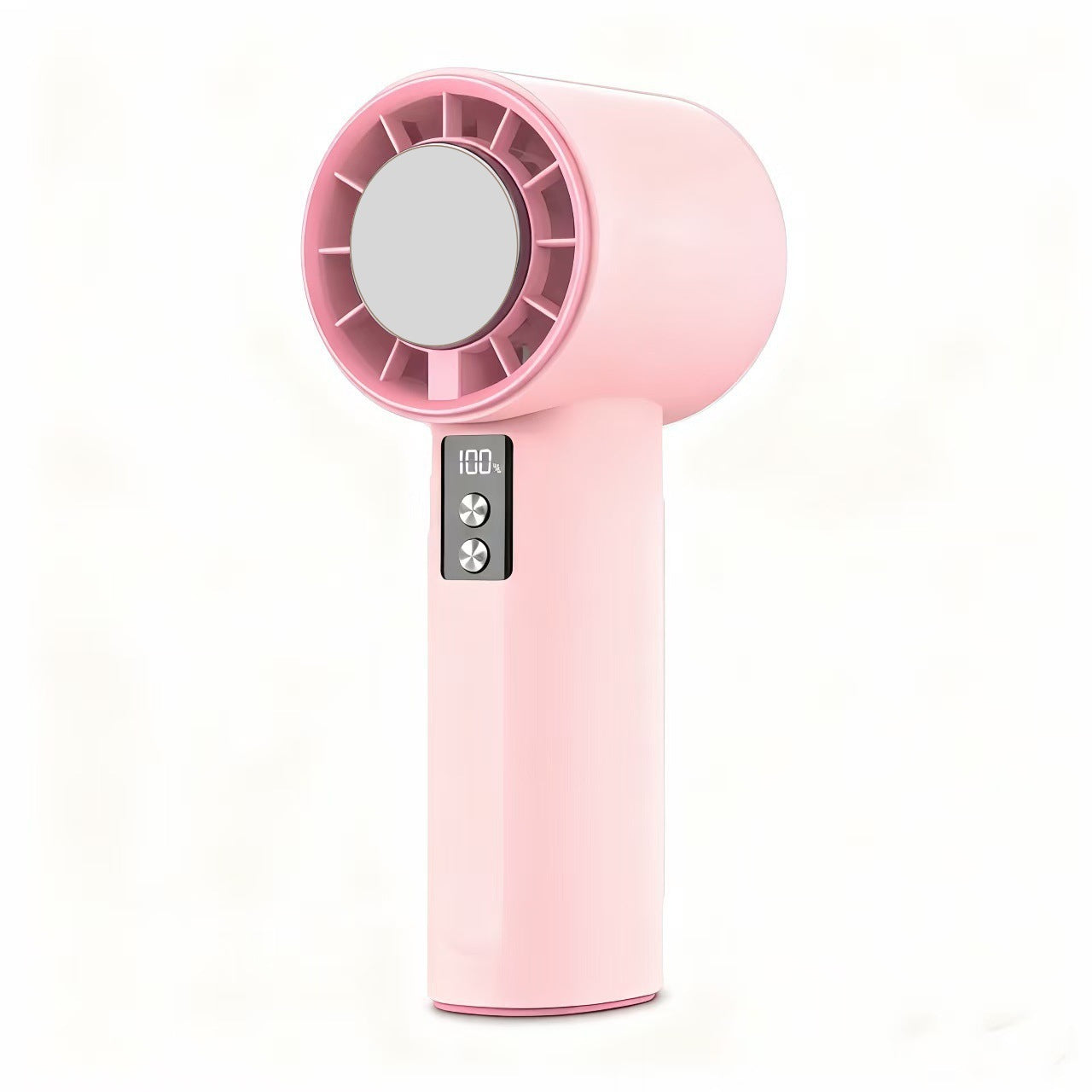 Women Multifunctional Hand Fan Portable Rechargeable Digital Display Pink Compact