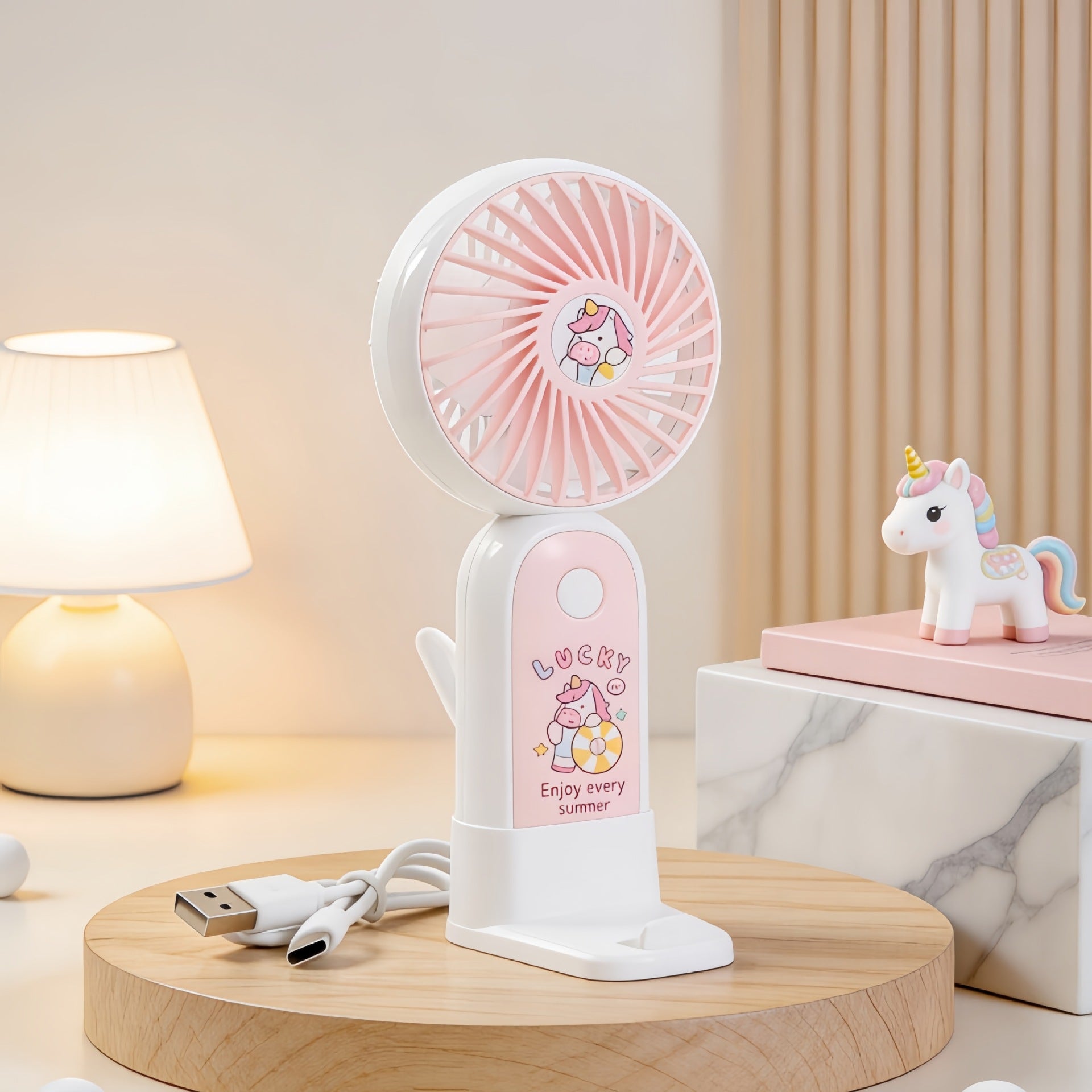 Portable USB Desk Fan Compact Lightweight Quiet Operation Fun Design for Office Home Travel