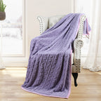 Brehn Ladies Soft Cable Knit Snuggle Blanket Cozy Throw for Home and Outdoors