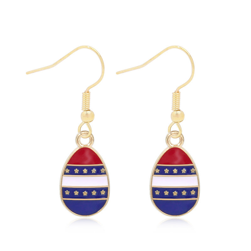 Women's Lightweight Star Earrings Enamel Flag Design Fishhook Closure Zinc Alloy