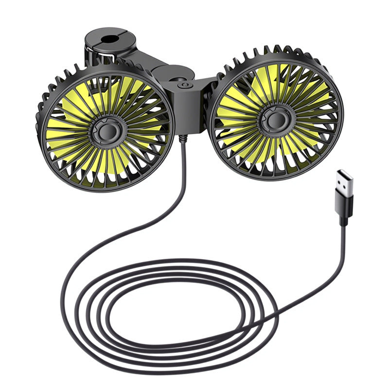 Dual Airflow Car Cooling Fan Adjustable Speed Universal Vent Mount