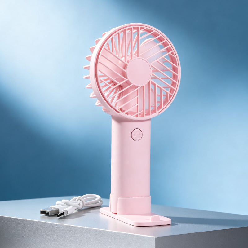 Portable Rechargeable USB Handheld Fan With Child-Safe Bear Design and Detachable Stand Quiet Motor