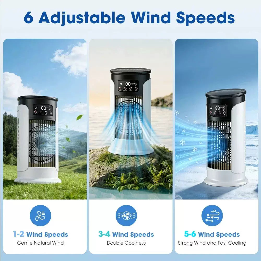 Personal Evaporative Tower Cooler USB Powered Compact Quiet Desk Fan with Refillable Cooling Packs