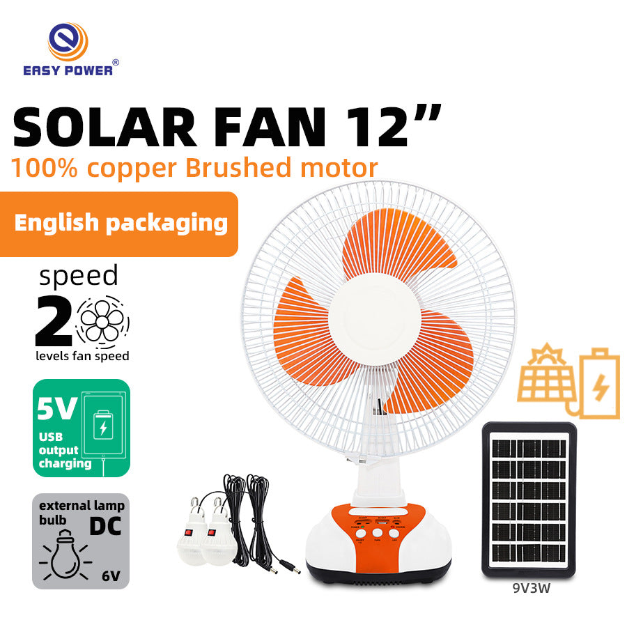 Harrow Solar-Powered Table Fan Portable USB Rechargeable Unisex Cooling Fan
