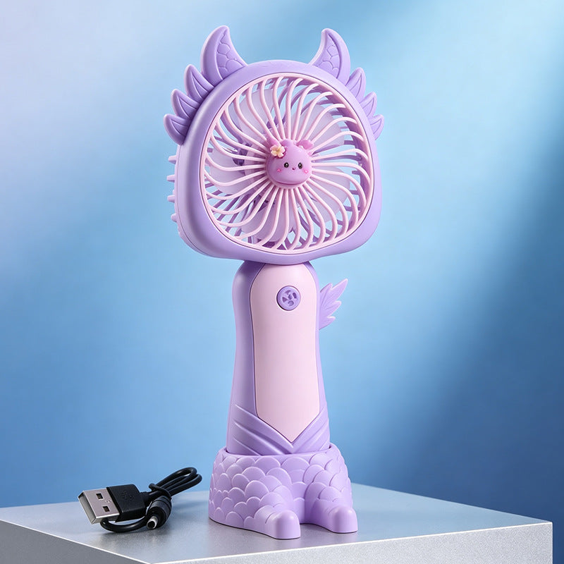 Portable Hand Fan USB Rechargeable Compact Cute Cat Design for Women