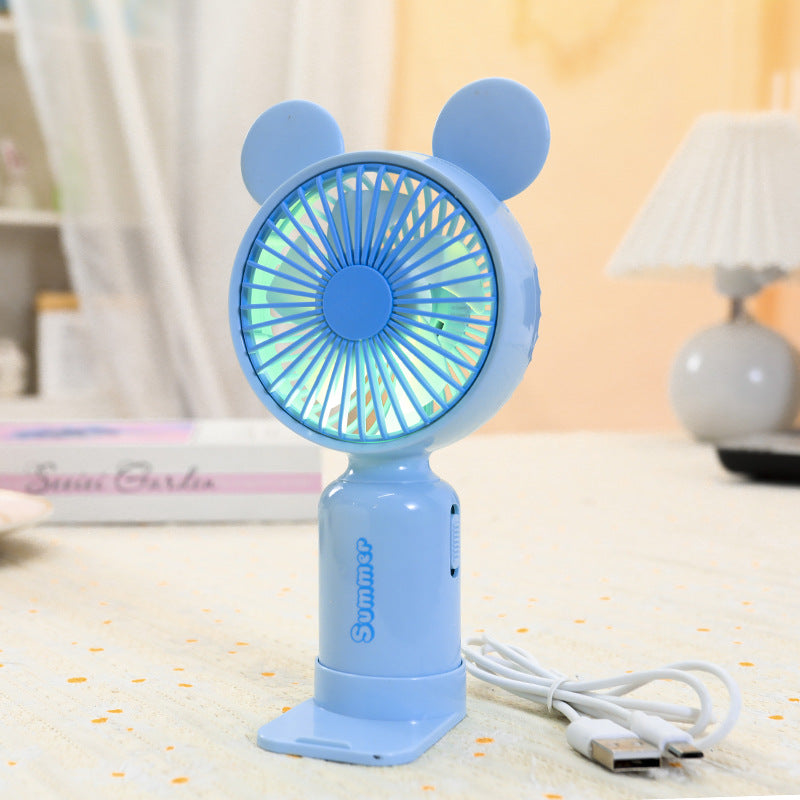 Portable Mini Hand Fan for Women USB Rechargeable Lightweight with Flexible Mounting and Cute Ear Design