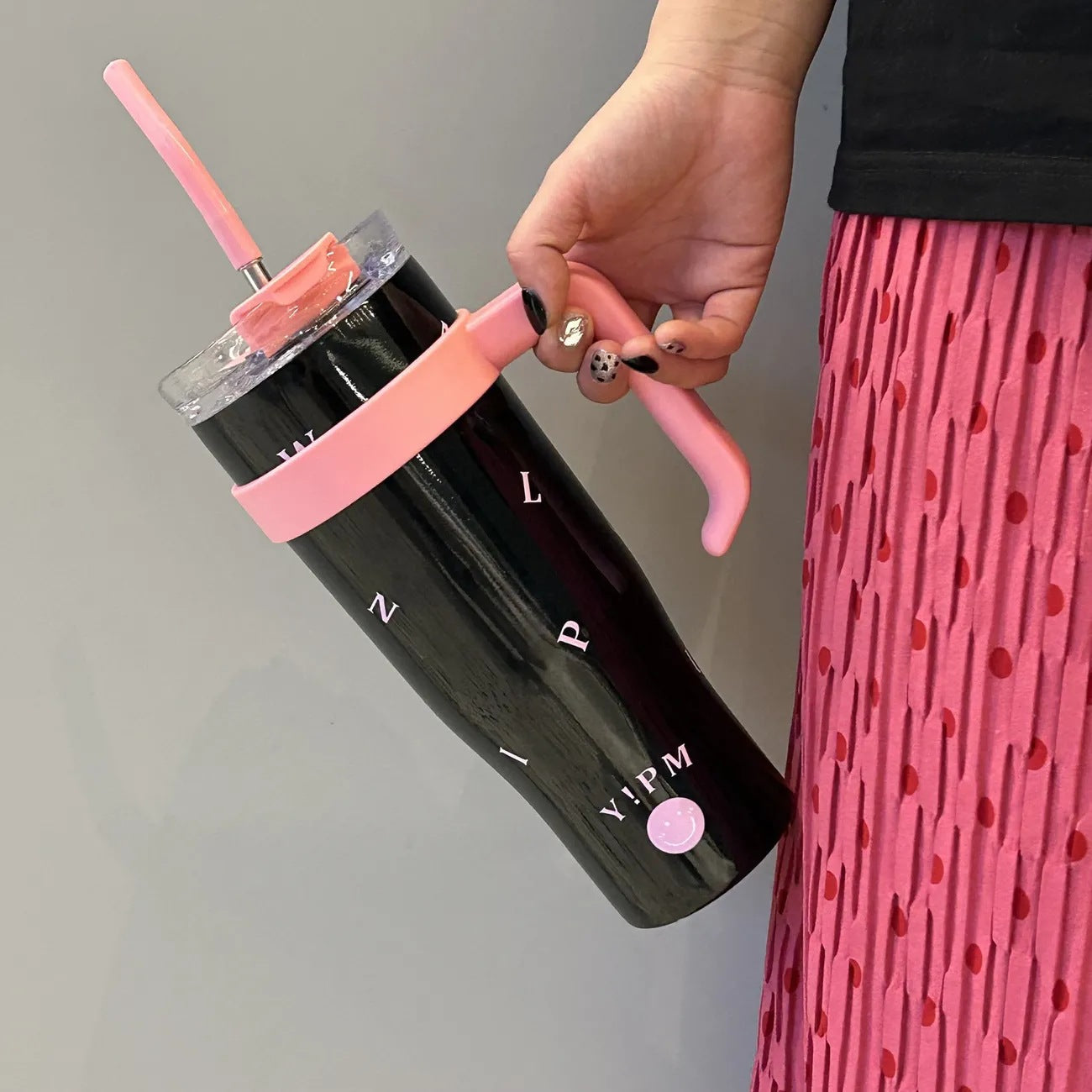 Women’s Insulated Water Bottle BPA-Free Plastic with Straw and Carry Handle