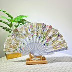 Ladies Handmade Fan Lightweight Elegant Fabric and Wood Accessory