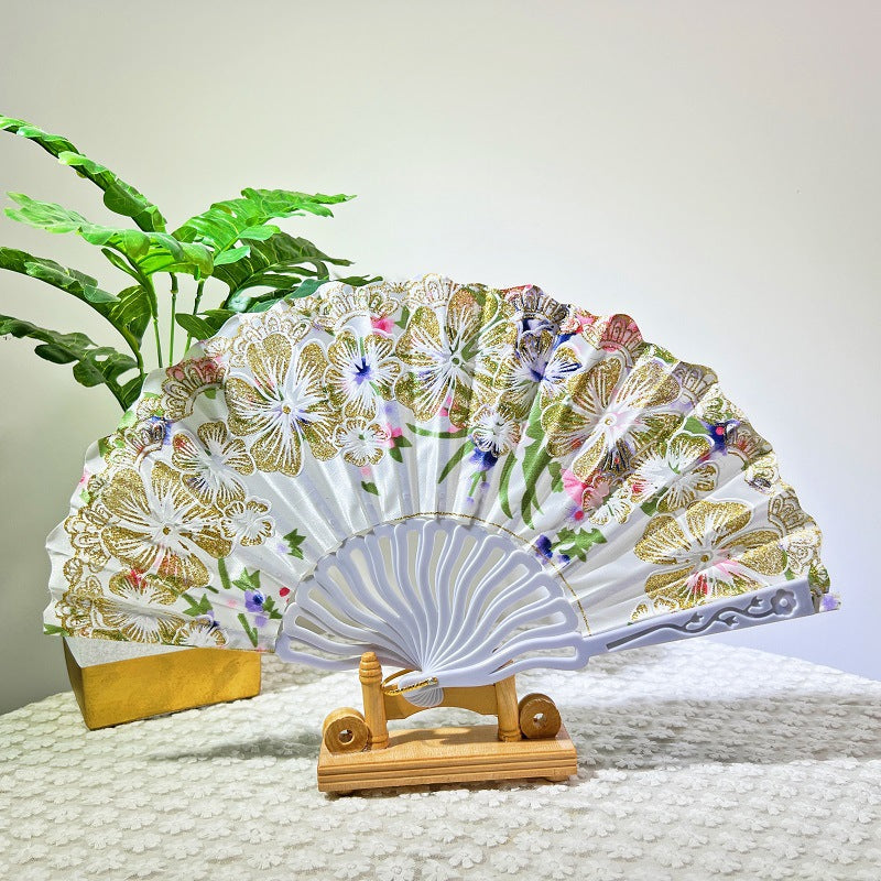 Ladies Handmade Fan Lightweight Elegant Fabric and Wood Accessory
