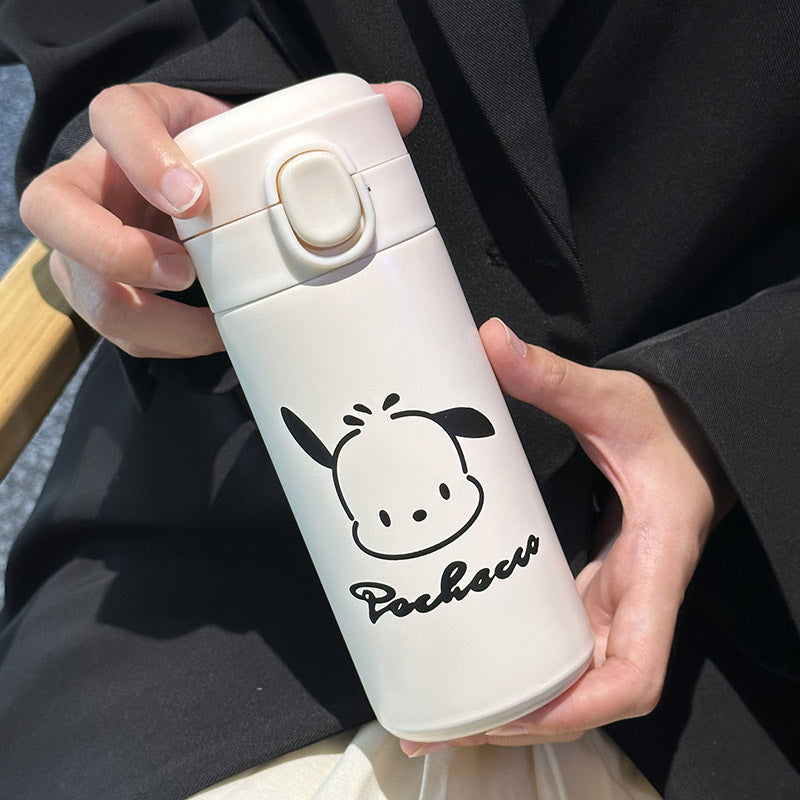 Ladies Stainless Steel Insulated Water Bottle with Flip Lid and Cute Animal Design