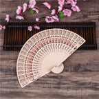 Women's Handcrafted Bamboo Fan Elegant Portable Folding Fan for Weddings and Festivals