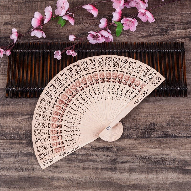 Women's Handcrafted Bamboo Fan Elegant Portable Folding Fan for Weddings and Festivals