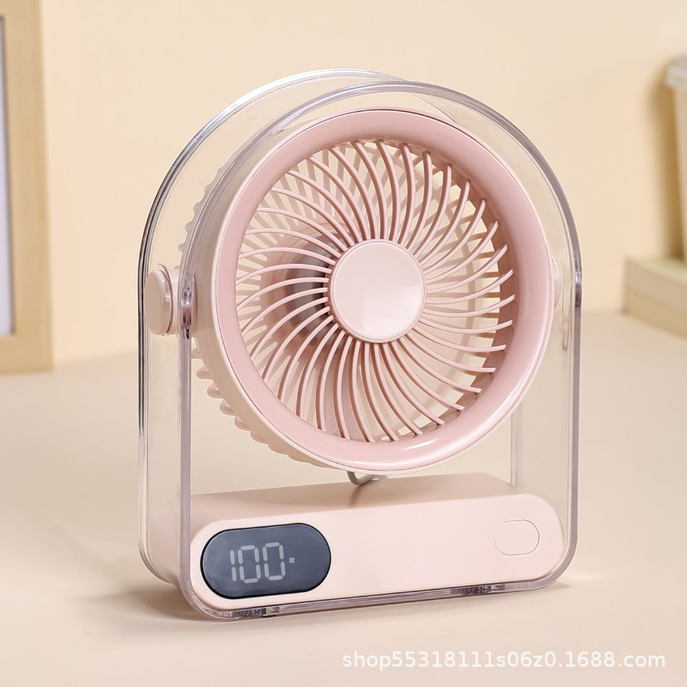 Portable Rechargeable Desk Fan with Adjustable Speeds and LED Display Compact Quiet
