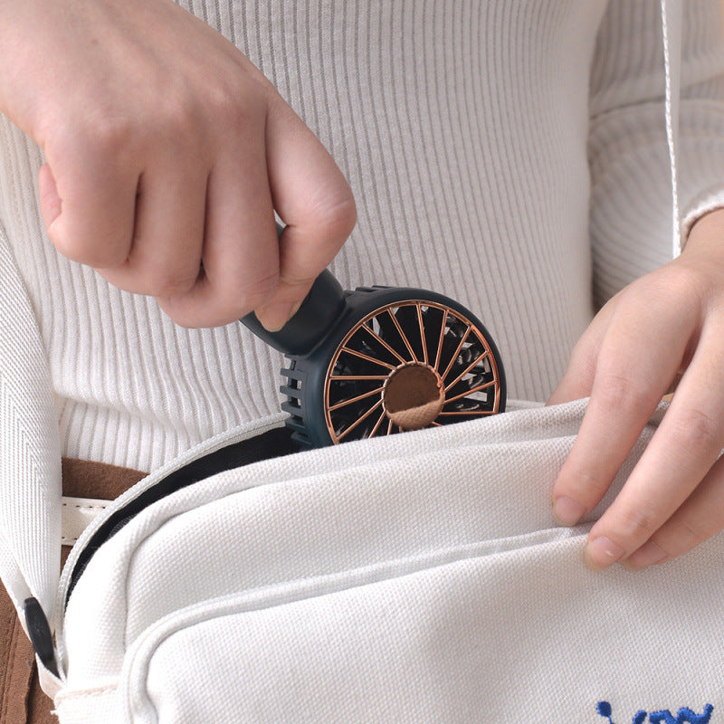 Portable Rechargeable Hand Fan with Quiet Motor and Compact Stand Unisex