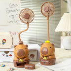 Portable Table Fan USB Powered Cute Bear Design Adjustable Speeds Compact Quiet Operation
