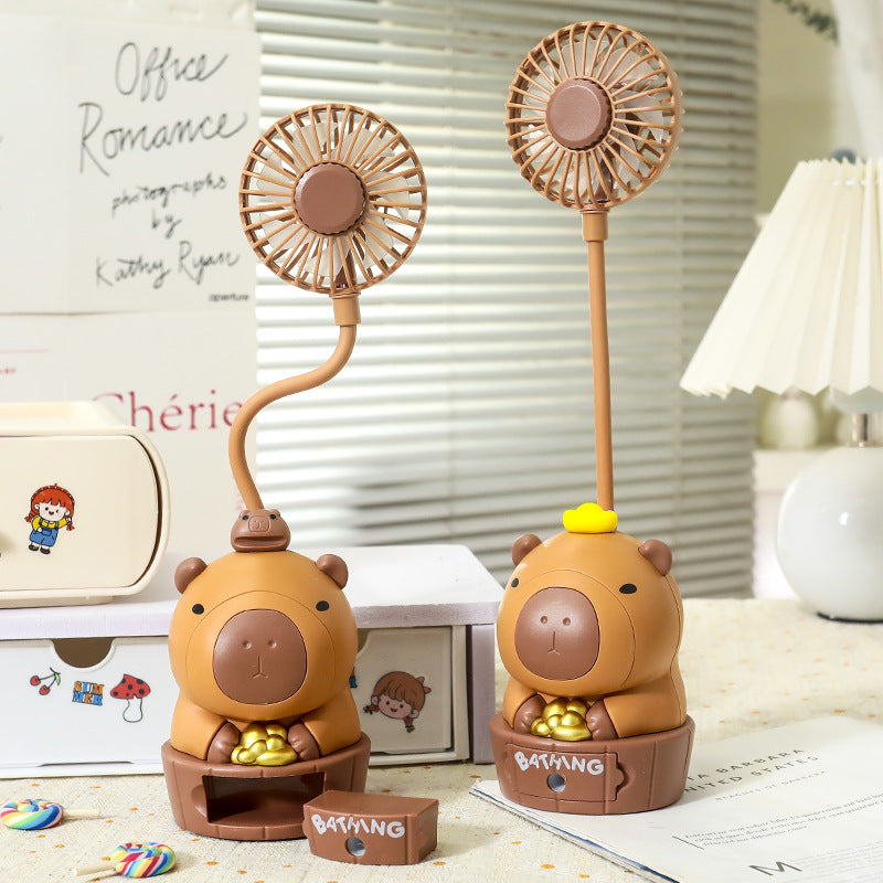 Portable Table Fan USB Powered Cute Bear Design Adjustable Speeds Compact Quiet Operation