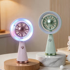 Portable Handheld Fan with Color Changing LED Light USB Rechargeable Quiet Operation