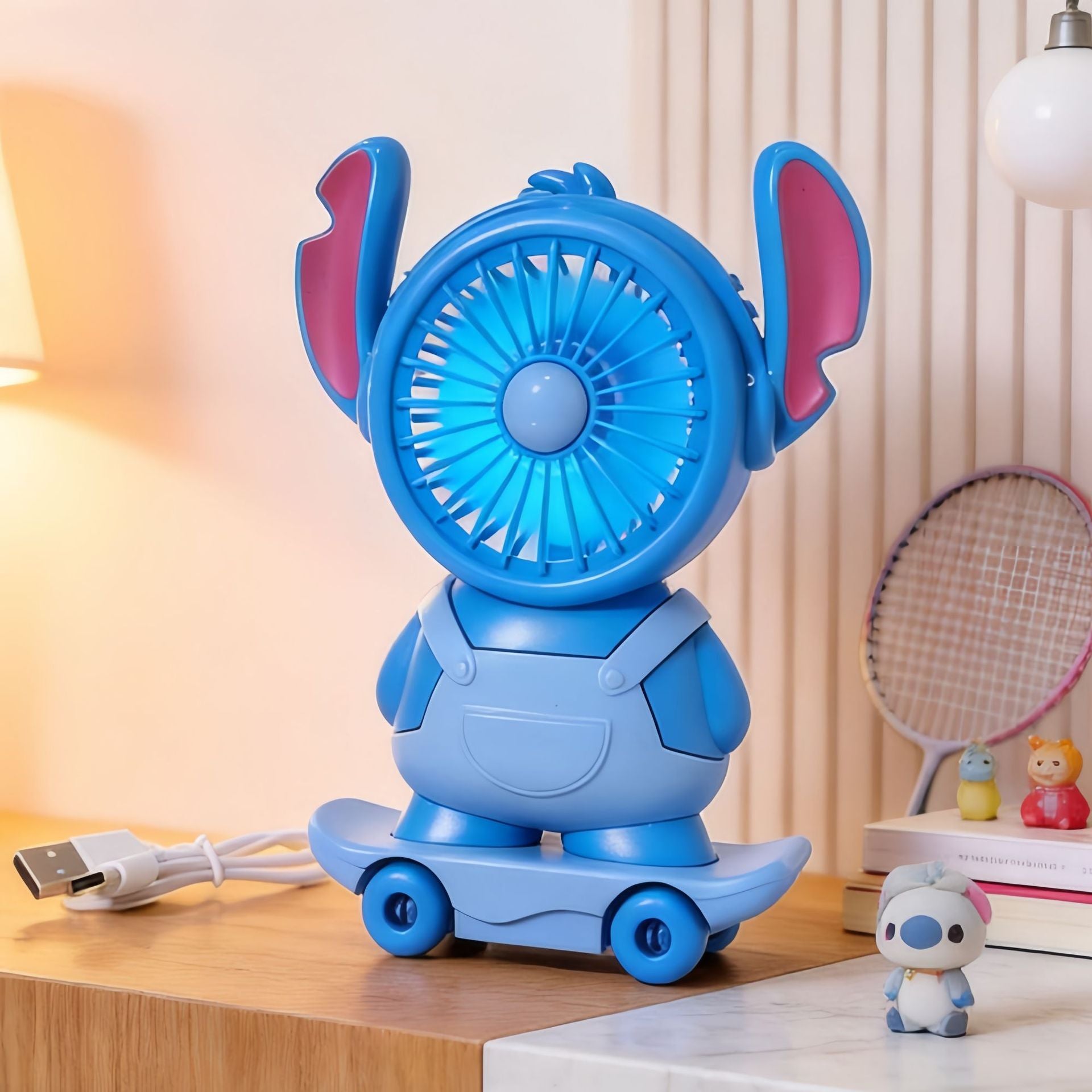 Ladies Table Fan USB-Powered Compact Animal Design Adjustable Airflow Desk Fan