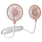 Unisex nano portable double neck fan with silent motor, adjustable fan heads, and rechargeable battery